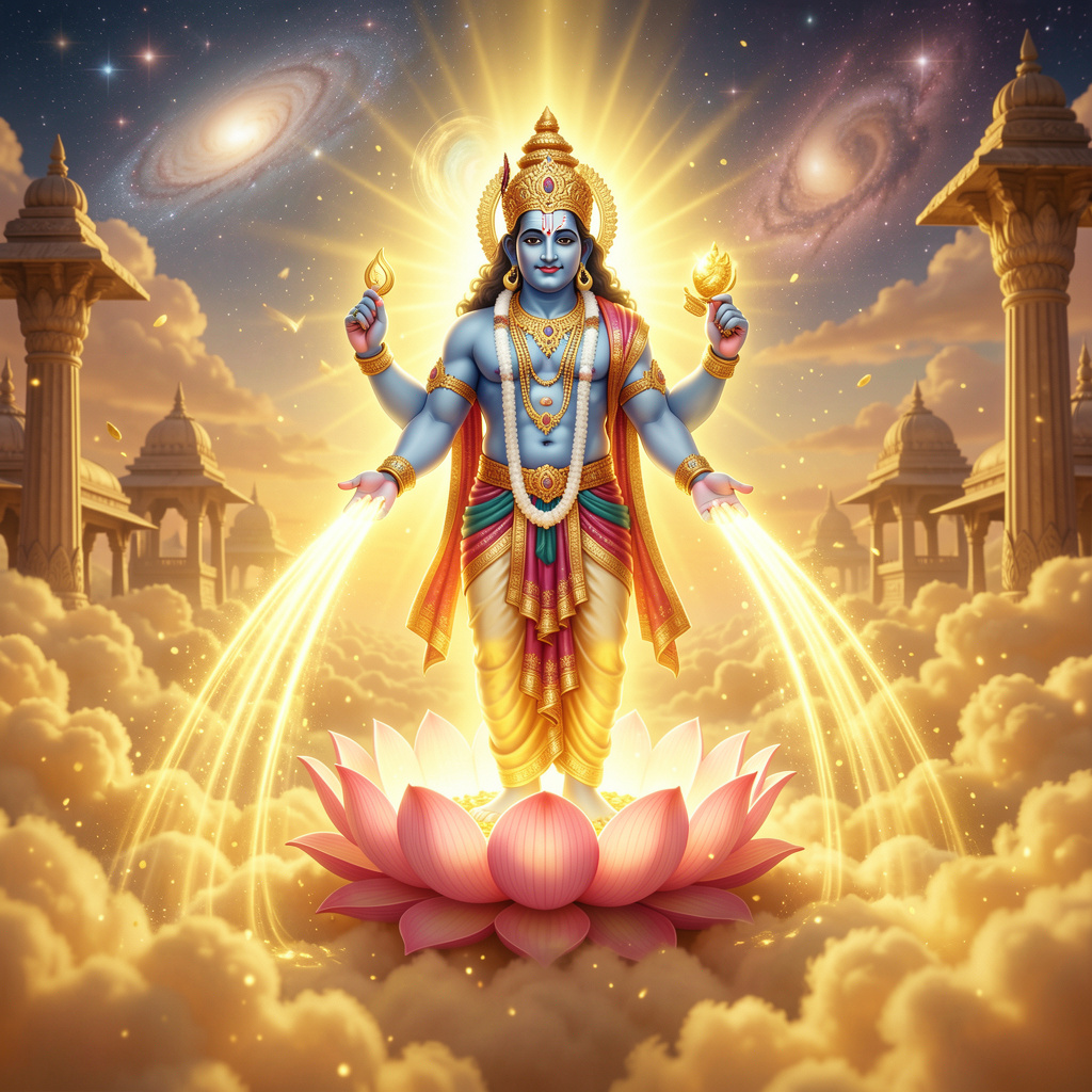 jupiter god brihaspati standing on glowing lotus a 83767