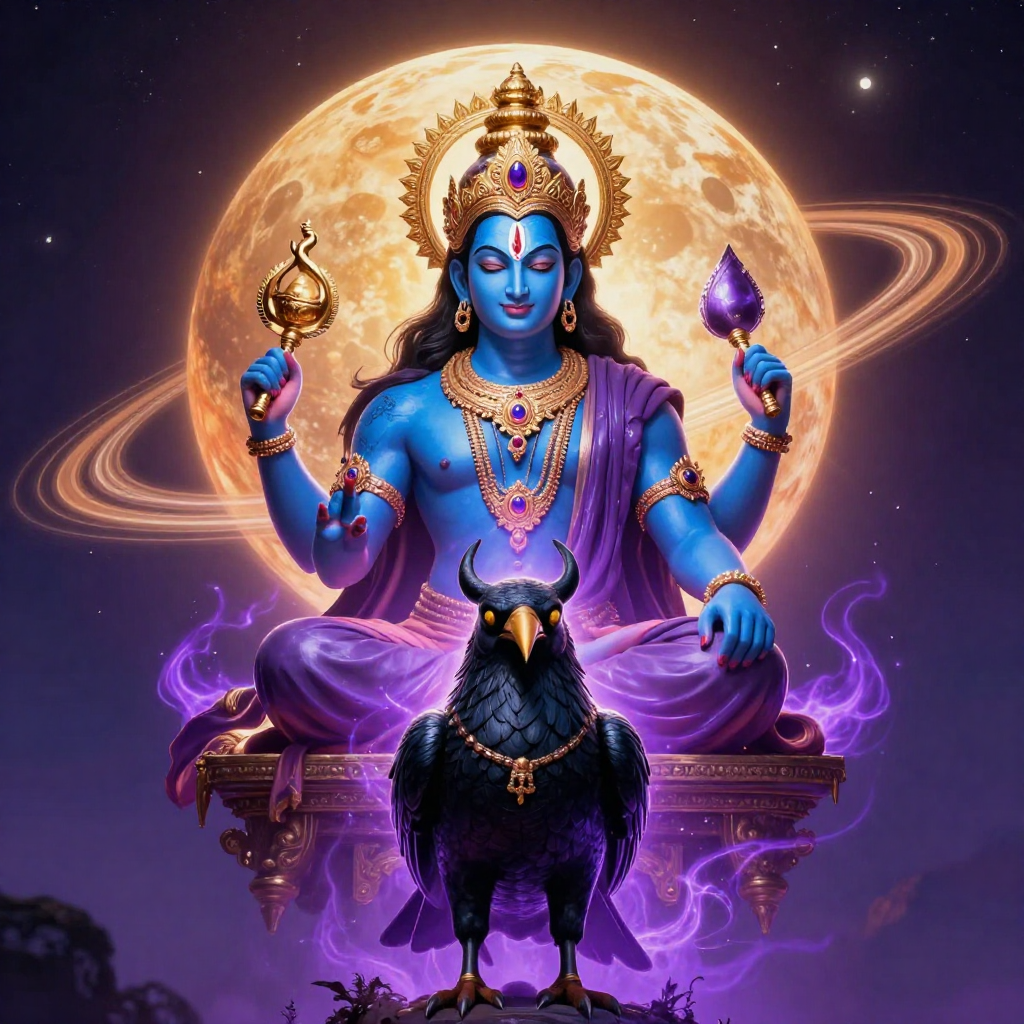 male shani dev with divine blue skin and royal gol 35824