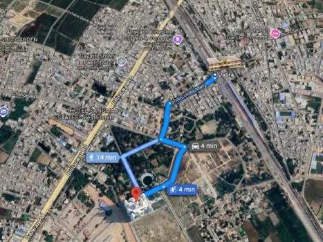 route map dabra railway station to navagraha mandir