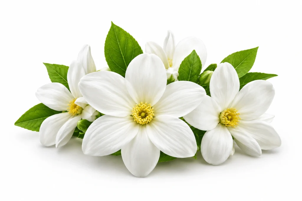 white jasmine bouquet on white